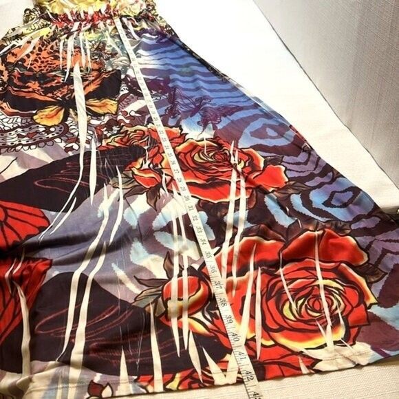 Sam & Max Jungle Print Maxi Dress L Leopard Rose Butterfly Boho Colorful - Picture 6 of 12